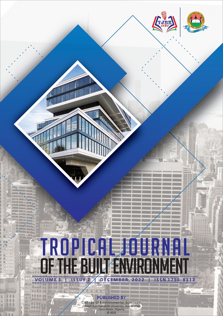 Tropical Journal of the Built Environment Volume 3 Issue 2 Cover